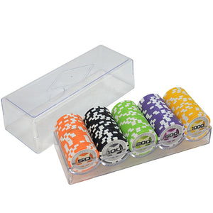 Star Trim Sticker Poker Chip Set with Aluminum Box