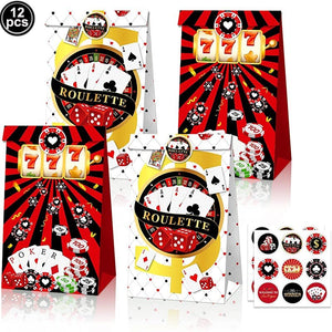 Casino Themed Poker Candy Paper Bag with Sealing stickers