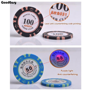 1000Pcs Customize Crown Clay Poker Chip Set with Design logo and denomination