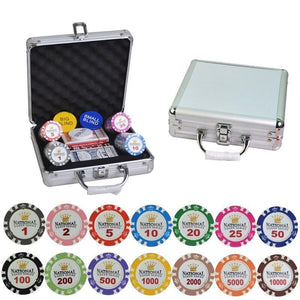 Gold Crown Clay Poker Chips Set With Metal Box Aluminum Case