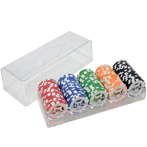 Star Trim Sticker Poker Chip Set with Aluminum Box