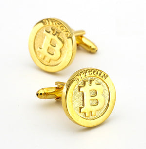 Men Bitcoin Golden Cuff Links