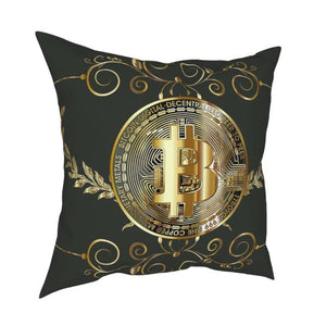 Decorative Bitcoin Gold Coin Throw Pillow Cover