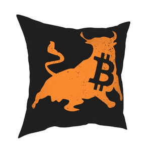 Bitcoin Bull Crypto Square Pillow Cover