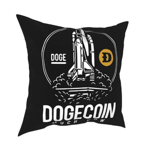 Dogecoin Rocket To The Moon Throw Pillow Cover