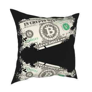 In Crypto We Trust Bitcoin US Dollars Square Pillow Cover
