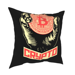 Vintage Bitcoin Crypto Throw Pillow Cover