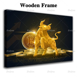 Bitcoin Bull Crypto Currency Wall Art Oil Painting