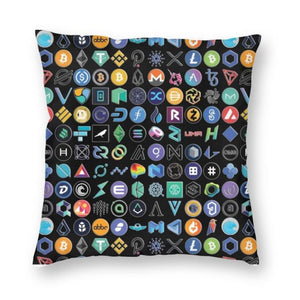Soft Crypto Coins Altcoin Blockchain Logo Throw Pillow Cover