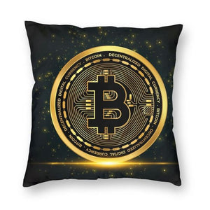 Shining Bitcoin Crypto Throw Pillow Cover