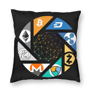 Vibrant Bitcoin Square Throw Pillow Cover