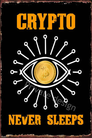 Retro Vintage Moon Bitcoin Mining Metal Sign Tin Poster