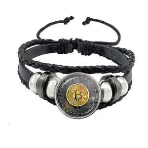 Unisex Bitcoin Glass Dome Cabochon Bracelet