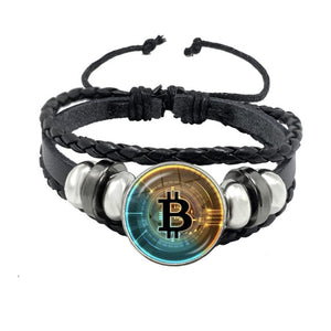 Unisex Bitcoin Glass Dome Cabochon Bracelet