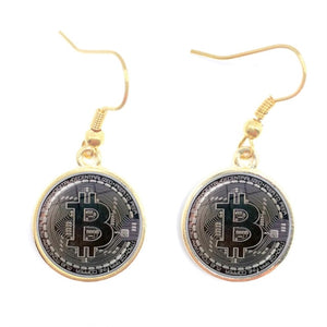 Women Punk Glass Dome Bitcoin Earring