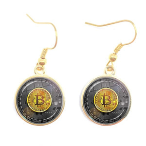Women Punk Glass Dome Bitcoin Earring