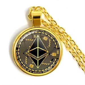 Unisex Bitcoin Glass Cabochon Choker Necklace