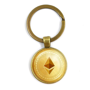 Bitcoin Design Glass Cabochon Metal Keychain