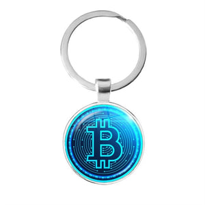 Bitcoin Design Glass Cabochon Metal Keychain