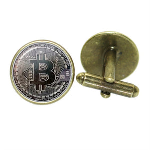 Men Glass Dome Bitcoin Cufflinks