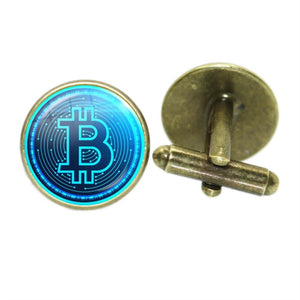 Men Glass Dome Bitcoin Cufflinks