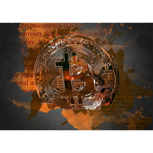 Bitcoin Modern Abstract Money Art Canvas Painting