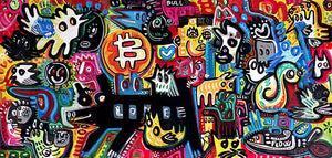 Frameless Street Pop Bitcoin Graffiti Creative Canvas Painting