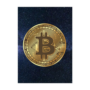 Abstract Golden Bitcoin Canvas Painting (No Frame)
