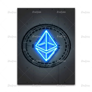 Ethereum Bitcoin Crypto Art Canvas Poster