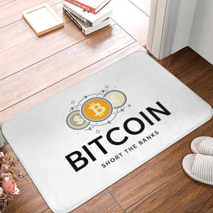 Bitcoin White Background Rug Door Mat