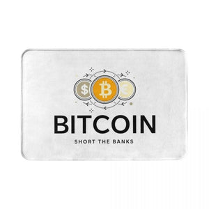 Bitcoin White Background Rug Door Mat