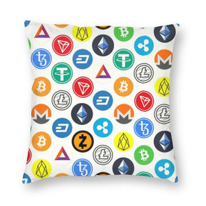 Crypto Coins Blockchain Logo Pillow Cover
