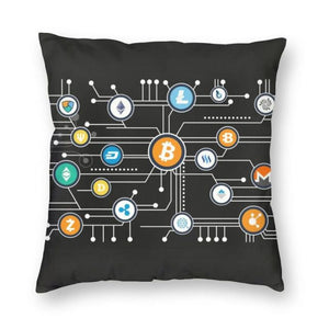 Bitcoin Square Throw Pillow Cover
