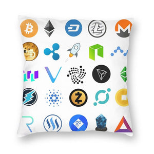 Blockchain Crypto Coins Cushion Cover