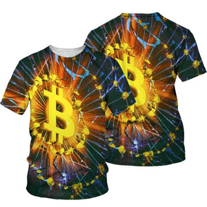 3D Bitcoin Print O-neck T-shirt
