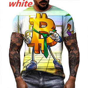 Funny Men Bitcoin 3D Printing T-Shirt