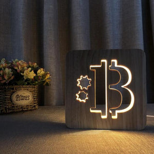 Bitcoin 3D LED Wood Light Lamp